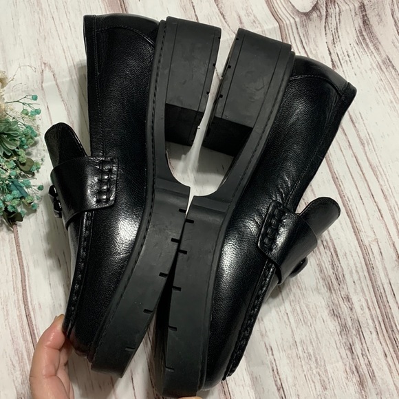 COACH Leah Leather Lug Sole Block Heel Loafers - Picture 10 of 13